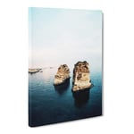 Rock Formation In Beirut Lebanon Modern Canvas Wall Art Print Ready to Hang, Framed Picture for Living Room Bedroom Home Office Décor, 24x16 Inch (60x40 cm)