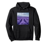 Lavender Fields In Bloom Vintage Landscape Graphic Pullover Hoodie