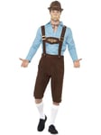 Beer Fest Costume, Blue & Brown, with Shirt & Mock Suede Lederhosen, (XL)