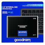 goodram SSD 2TB CX400 Gen.2 2048GB Solid State Drive SSD avec Interface SATA III 3D TLC NAND Flash puces mémoire 2,5" pour accélérer Votre PC jusqu'à 10 Fois Noir 2048 Go 2 to