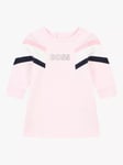 BOSS Baby Logo Colour Block Sweatshirt Dress, Pink Pale