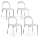 Lot de 4 chaises de jardin empilables - Oviala - Blanc - Polypropylène - 53,5 x 48 x 80 cm