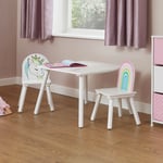 Liberty House Toys Unicorn Kids Table and 2 Chair - White