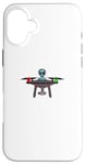 Coque pour iPhone 16 Plus Design drôle de pilote de drone extraterrestre OVNI.