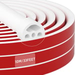 Joint Porte Isolation Phonique, Joint Fenetre Isolation Anti Froid, D-Profil Poreuse Joint de Porte D'entrée, Bande D'étanchéité Caoutchouc Adhesive (10M, Blanc)