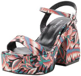 Pinko Femme Fantine Wedge Tissu imprimé Sandale cale, Zr3 Mult Noir Rouge, 41 EU Large