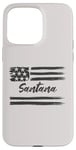 Coque pour iPhone 15 Pro Max Santana – Nom personnalisé, étoiles et rayures, drapeau des États-Unis