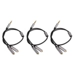 3Pcs Headset Splitter Cable 3.5mm Silver Headphone Splitters Mic Cables For FST