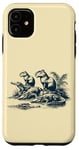 Coque pour iPhone 11 Capybaras se reposant avec des Crocodiles