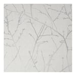 Superfresco Easy Innocence White Mica & Silver Metallic Wallpaper - Paste The Wall – Grey & Silver Metallic - Traditional Tree Design