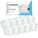 Wessper Filtre à eau pour Brita Maxtra Plus, Filtre à eau Brita avec charbon actif et résine échangeuse d'ions, Convient pour Brita Marella, Carafe d'eau (10 pièces)