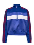 Blocked Suede Half Zip Sweatshirt With Tape Detail Sport Sweat-shirts & Hoodies Sweat-shirts Blue Adidas Originals