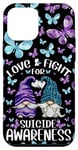 Coque pour iPhone 12 mini Purple Gnome With Cute Butterfly Pattern Suicide Awareness