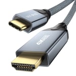 Câble USB C vers HDMI, Compatible avec l'adaptateur Thunderbolt 4 vers HDMI 4K@60Hz 2K@120Hz/144Hz pour Thunderbolt 3/4, USB4, MacBook Pro, iPad Pro, Steam Deck (4K@60Hz/3M)