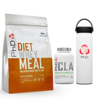 PhD Diet Meal Whey Protein Powder MRP 770g Salted Caramel CLA 90 Softgels Shaker