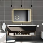 120x70cm Tricolor anti-buée led miroir de salle de bain avec bluetooth simple et miroir grossissant 3x - Biubiubath