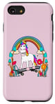 Coque pour iPhone SE (2020) / 7 / 8 Skateboard licorne arc-en-ciel pour enfant