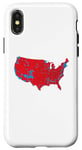 Coque pour iPhone X/XS Red Wave Carte des États-Unis dans l'élection présidentielle de 2024