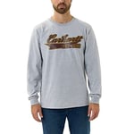 Carhartt Men's Relaxed Fit Heavyweight Long-Sleeve Script Graphic T-Shirt Work Utility, Heather Grey, S