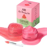 ANAiRUi Lip Scrub and Balm Set, Ceramide & Watermelon Lip Sleeping Mask for Lip