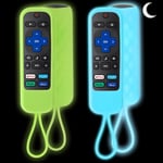 Lot De 2 Coques De Rechange En Silicone De Qualité Supérieure Pour Télécommande Roku Express/Streaming Stick/Tcl H Nse Roku Tv - Coque De Rechange Phosphorescente (Vert Et Bleu)