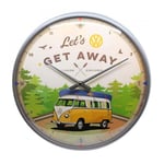 Nostalgic Art Wall Clock Volkswagen Camper Van Let's Get Away