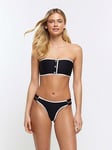 River Island High Leg Button Brief - Black