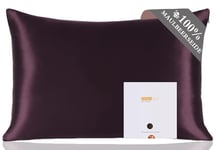 ZIMASILK 100% Mulberry Silk Pillowcase for Hair and Skin,Both Sides 19 Momme Silk, 1pc (40x60 cm, Eggplant Purple)