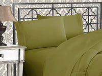 Elegant Comfort Parure de lit Douce de 4 pièces en Microfibre de qualité hôtelière 1500 Fils avec Broderie à Trois Lignes, Anti-Plis et Anti-décoloration, Queen-Size, Vert Sauge