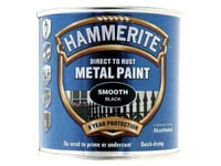 Hammerite Direct To Rust Smooth Finish Metal Paint Black 250Ml HMMSFBL250