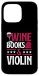 Coque pour iPhone 14 Pro Max Livres sur le vin et le violon rouge