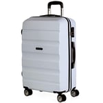 ITACA - Rigid Suitcase Medium Size - ABS Medium Suitcase 65cm Hard Shell Suitcase - Lightweight 20kg Suitcase with Combination Lock - Lightweight and Resistant Travel Medium Size Suitcase, White