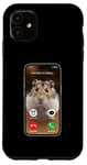 Coque pour iPhone 11 Meme Hamster regardant la caméra frontale Hamster appelle