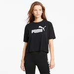 Puma Womens Essentials Logo Cropped T-Shirt Tee Top - Black Cotton - Size X-Large