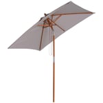 Wooden Patio Umbrella Market Parasol Outdoor Sunshade 6 Ribs