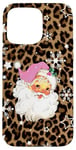 iPhone 15 Pro Max Cute Pink Stanta Claus Christmas On Cheetah Leopard Pattern Case