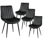 CAROLANN - Lot de 4 Chaises Noires Métal et PVC