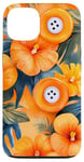 Coque pour iPhone 13 Motif de boutons de couture tropicaux orange aquarelle