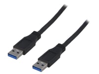 Cable USB A 3.0 male des deux cotes 2m - Noir