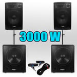 Pack 151515 Sono DJ 3000W Caissons bi-amplifié