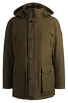 BOSS Mens Osiass Logo-Patch Parka Jacket with Water-Repellent Finish