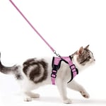 Wdmiya Harnais Chat Petit Chien Laisse Harnais Chaton 2-5 Mois Réglable Gilet Refléchissant Respirant, Collier Harnais et Laisses Sécurité Anti-évasion pour Lapin Chats et Chiots (XXS, Rose)