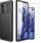 For Xiaomi 11T Pro 5G Case Carbon Slim Cover & Glass Screen Protector 