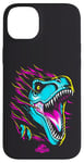 Coque pour iPhone 14 Plus Jurassic World Colorful Neon Iconic T-Rex Logo