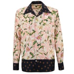 DOLCE & GABBANA Lily Flower Polka Dot Oversize Shirt Pink Blue 13332