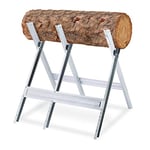 Relaxdays Chevalet de sciage, couper le bois, pliable, support tronçonneuse, acier, HxLxP: 81 x 75,5 x 81 cm, argenté