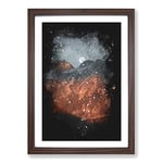 Big Box Art Moon Over The Red Mountains in Italy Paint Splash Framed Wall Art Picture Print Ready to Hang, Walnut A2 (62 x 45 cm)