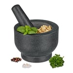 Relaxdays Lourd mortier Rond avec Pilon, en Granite, pour Herbes et épices, H x D : 10 x 14 cm, Anthracite