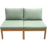 Banquette de jardin alma en bois d'acacia fsc avec coussins - 2 personnes - Vert