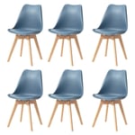 Lot de 6 Chaises - Scandinaves - Chaises de Salle à Manger - Pieds en Bois - Wokaka